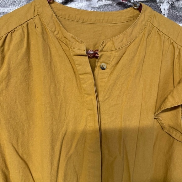 ba&sh Cecile Ruffle Sleeve Romper Playsuit Jumpsuit in Yellow Ochre - Picture 5 of 16